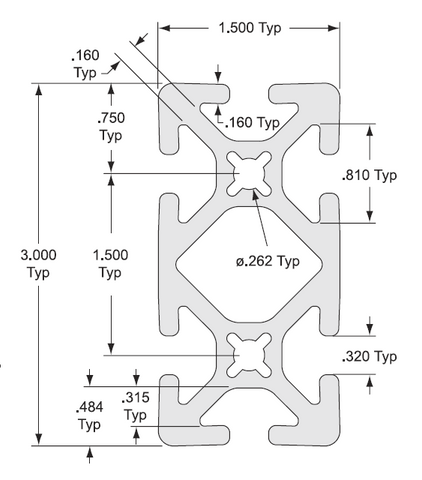 1530-S T-slot Extrusion - Custom Length