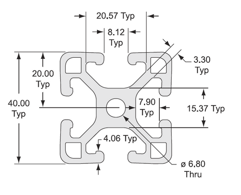 40-4040-L T-slot Extrusion - Custom Length