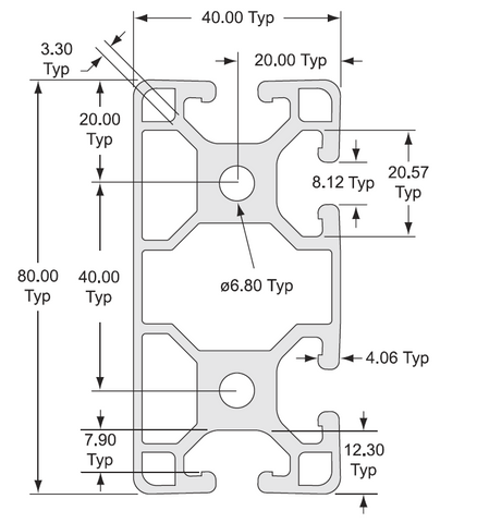 40-4084-L T-slot Extrusion - Custom Length